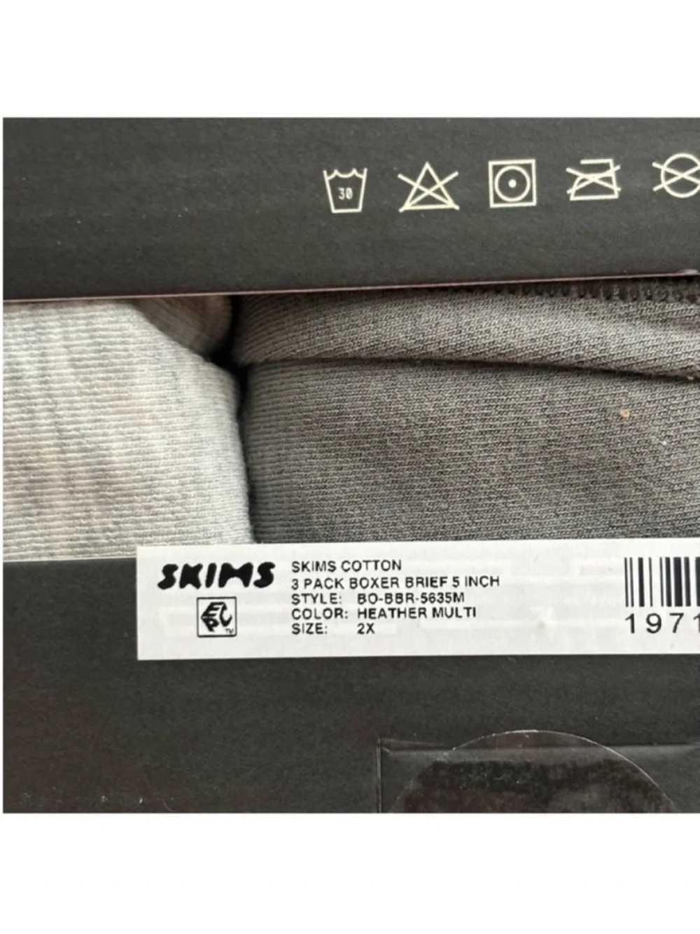 SKIMS Men’s 5” Boxer Brief 3-Pack Heather Multi Size 2X New in Box
